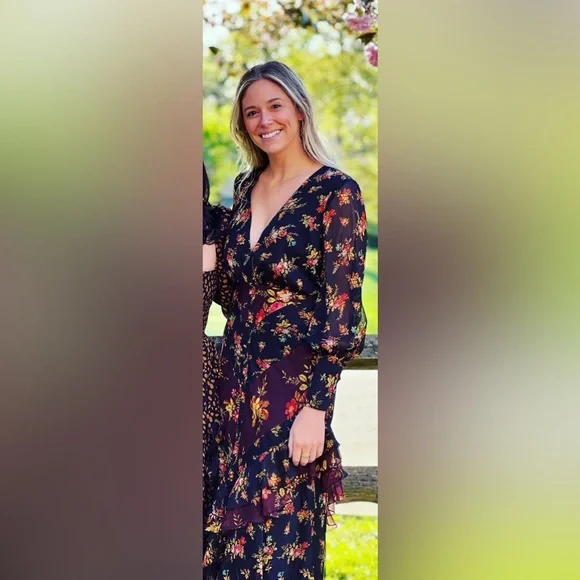 ASOS Mixed Floral Plunge Button-Front Midi Dress EUC - Picture 4 of 8